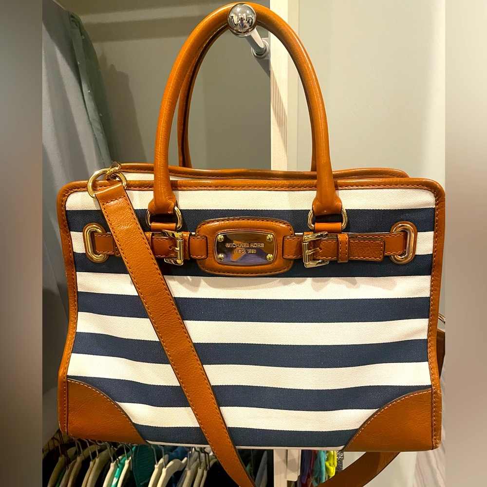 Michael Kors navy stripe bag